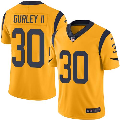 Nike Rams #30 Todd Gurley II Gold Men's Stitched NFL Limited Rush Jersey - Click Image to Close